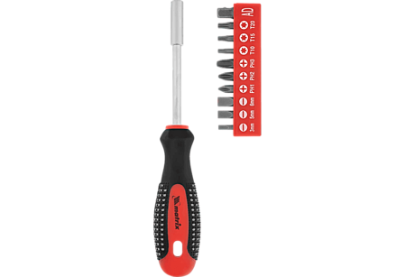 Отвертка Fusion + биты + адаптер, 11 пред., PH + SL + Torx, CrV, 3к рукоятка 