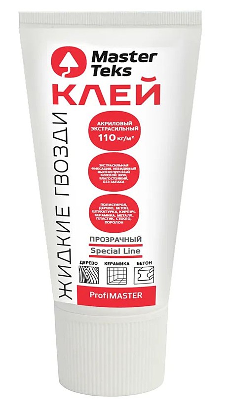 Клей акриловый ЖГ 110 кг/м2 MasterTeks ProfiMaster 180гр прозрачный