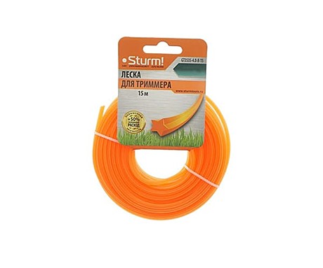 Леска для триммера, d=4.0 мм, l=15м, ЗВЕЗДА, оранж., КАРТОН. Sturm!
