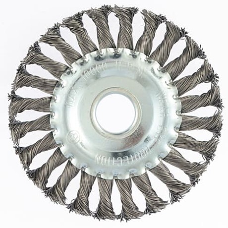 Щетка для УШМ, 125 мм, посадка 22.2 мм, плоская, крученая проволока 0.5 мм// Matrix