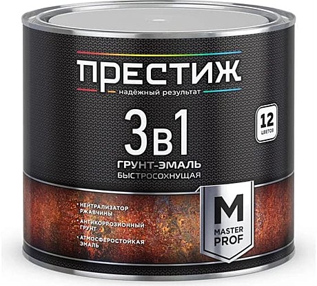 Грунт-эмаль по ржавчине белая 1.9кг быстросохнущая Престиж