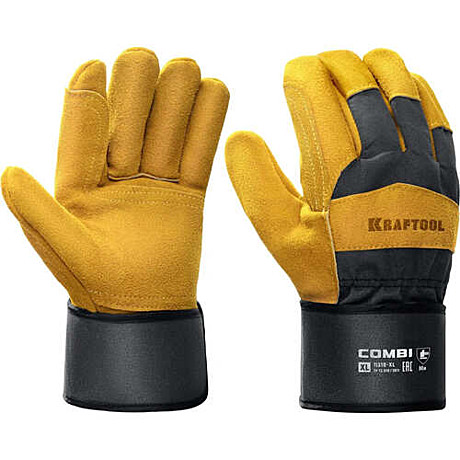 KRAFTOOL COMBI,XL(10) комбинированные двухслойные спилковые перчатки с доп.слоем на ладони
