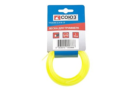 Леска для триммера, d=4.0 мм, l=15м, ЗВЕЗДА, желтый, картон, СОЮЗ