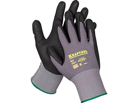 KRAFTOOL PRECISION, L(9) Эластичные перчатки для точных работ,вспененное нитриловое покрытие,15 клас