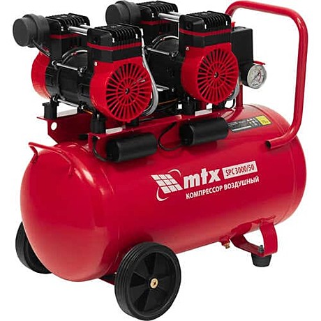 Компрессор безмасляный малошумный SPC 3000/50, 3000Вт, ресивер 50л, 520л/мин//MTX