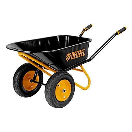 Тачка строительная, усиленная, объем 120л, 350кг, двухколесная, колесо 16х4.00-8// Denzel