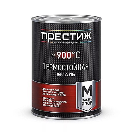 Эмаль термостойкая до 400С серебристая 0.8кг Престиж