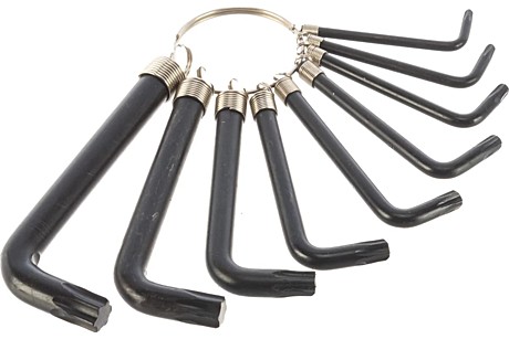 Набор ключей имбусовых TORX 9шт.: Т10,15,20,25,27,30,40,45,50, оксидированные, на кольце// Sparta