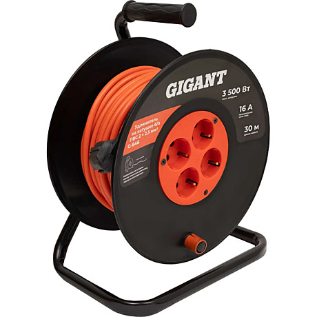 Gigant Удлинитель на катушке б/з ПВС 2х2,5 30м IP20