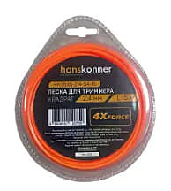 Леска для триммера, d=2.4мм, l=15м, квадрат, блистер, Hanskonner